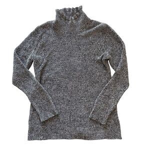 Magaschoni Marled Navy Cotton Cashmere Mock Neck Sweater Women’s Size Medium